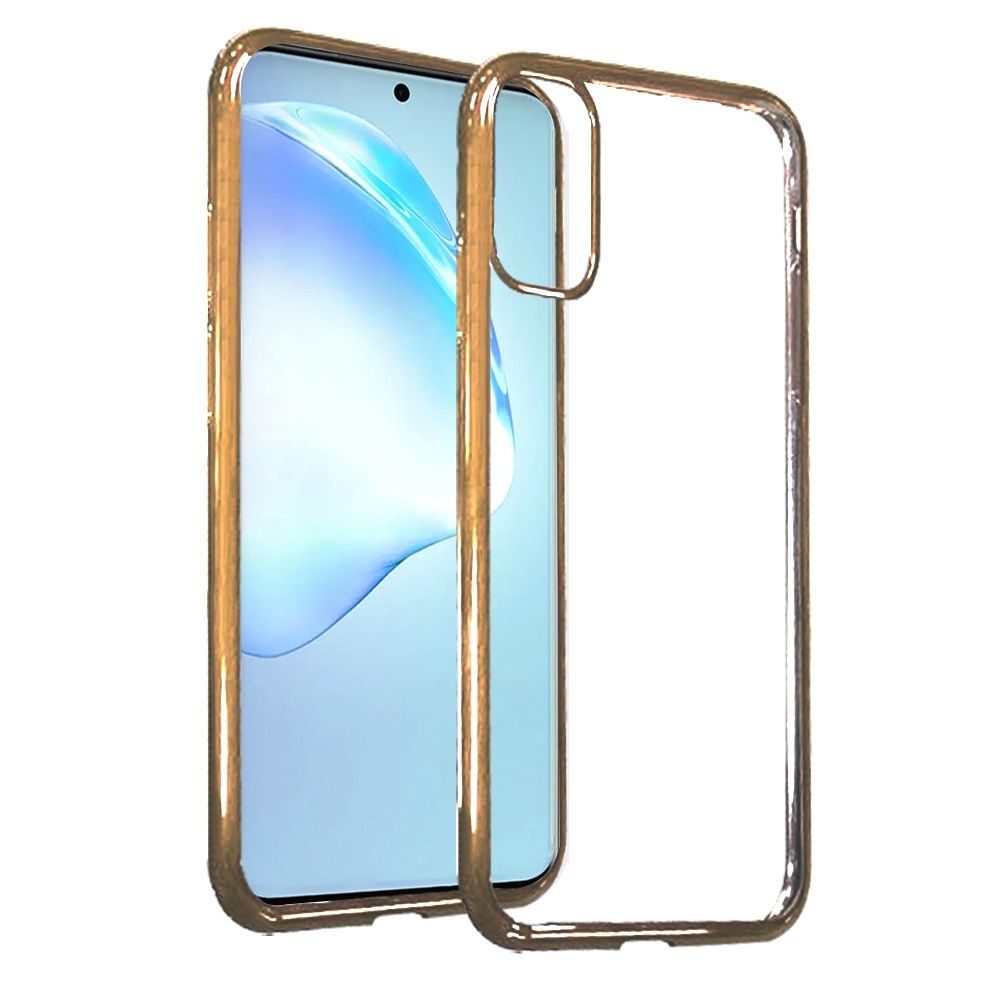 Samsung Galaxy s20 Plus Electroplated Shiny Chrome Shock Proof Case - Clear/Gold (10277)