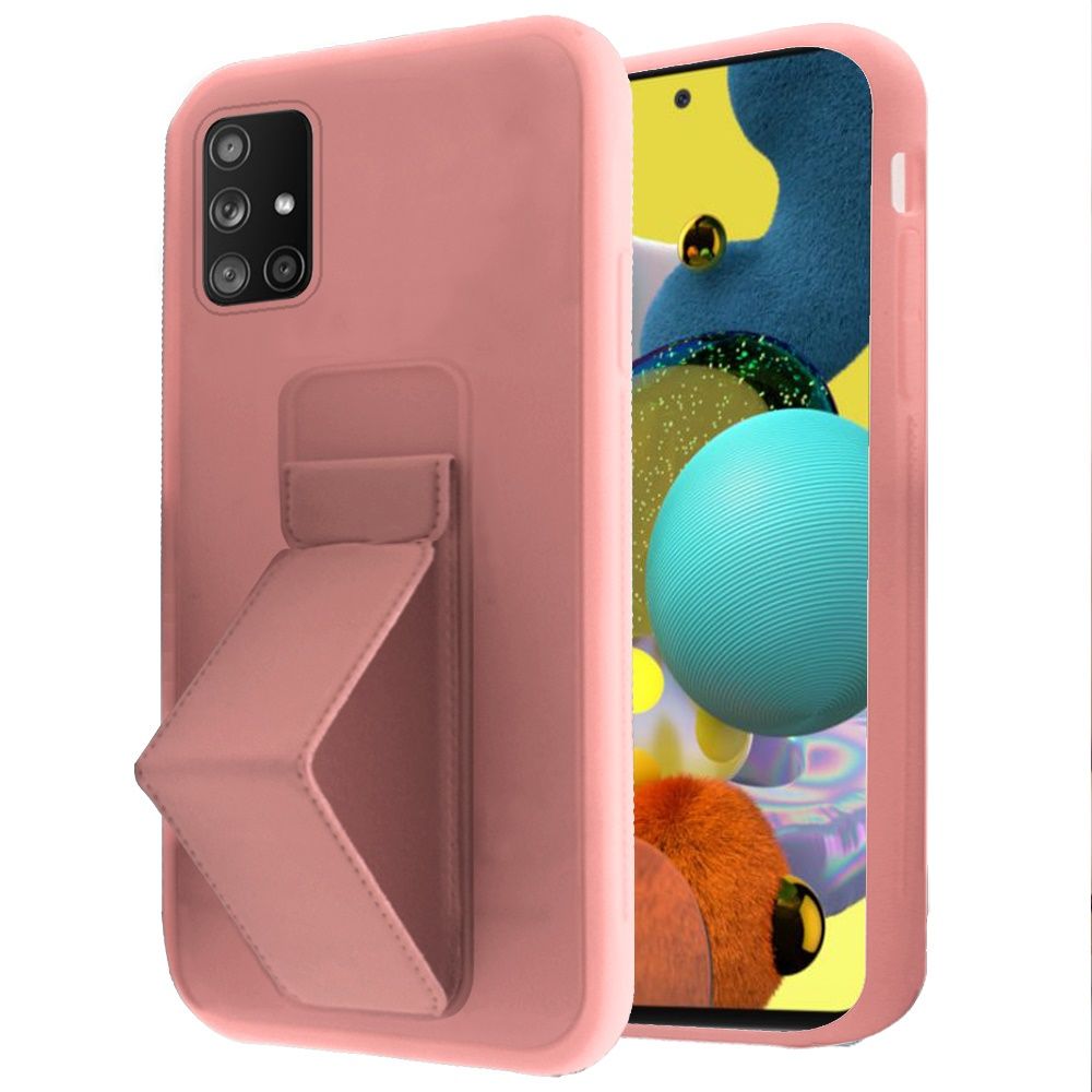 Galaxy A51 5G Foldable Magnetic Kickstand Vegan Case Cover - Light Pink (10989)