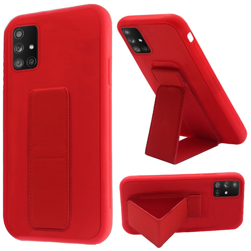 Samsung Galaxy A51 5G Foldable Magnetic Kickstand Vegan Case Cover - Red (110082)
