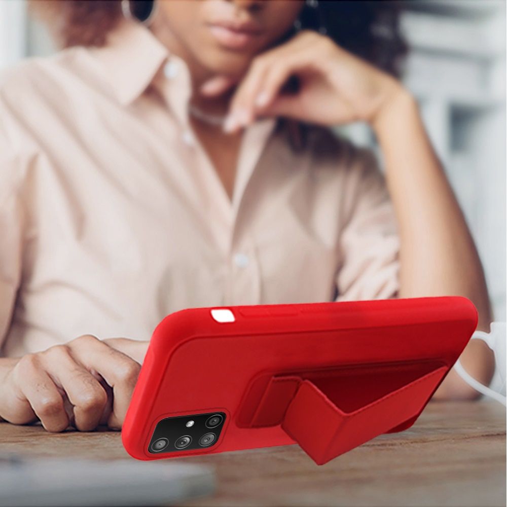 Samsung Galaxy A51 5G Foldable Magnetic Kickstand Vegan Case Cover - Red (110082)