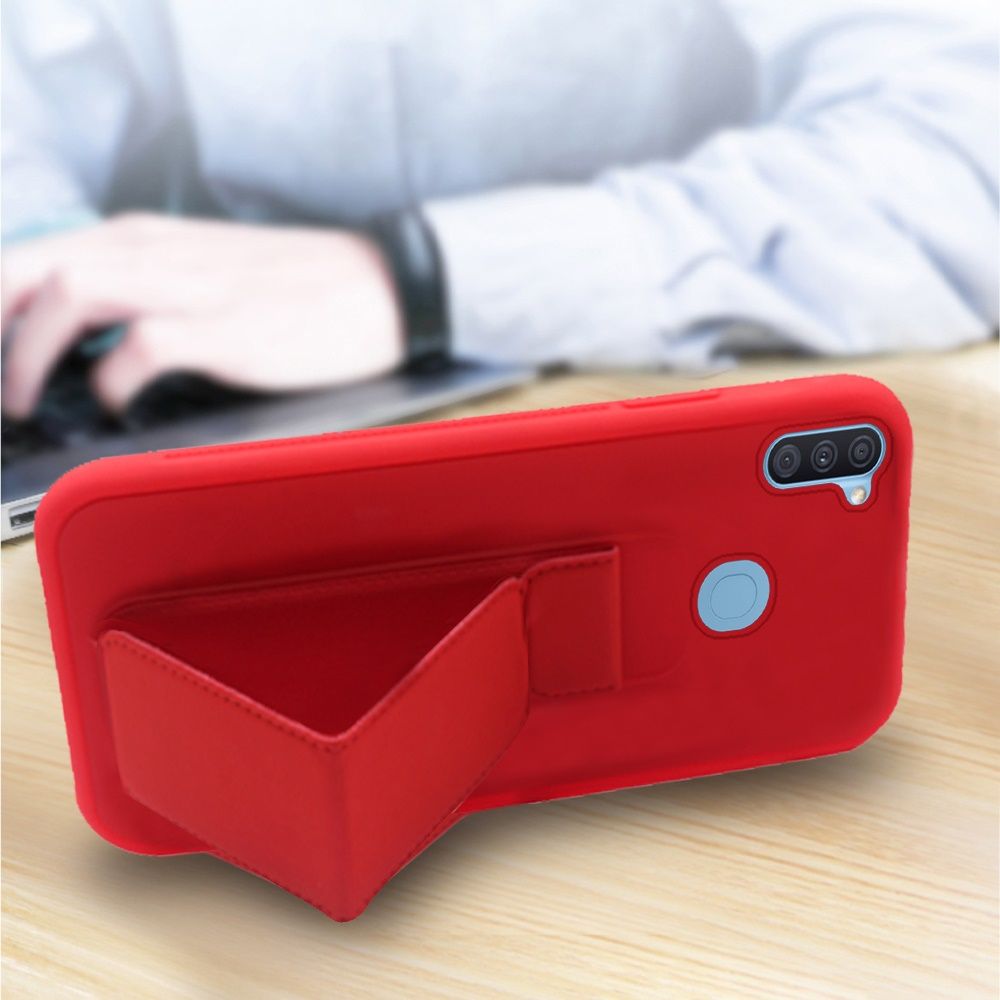 Samsung Galaxy A11 Foldable Magnetic Kickstand Vegan Case Cover - Red (110081)