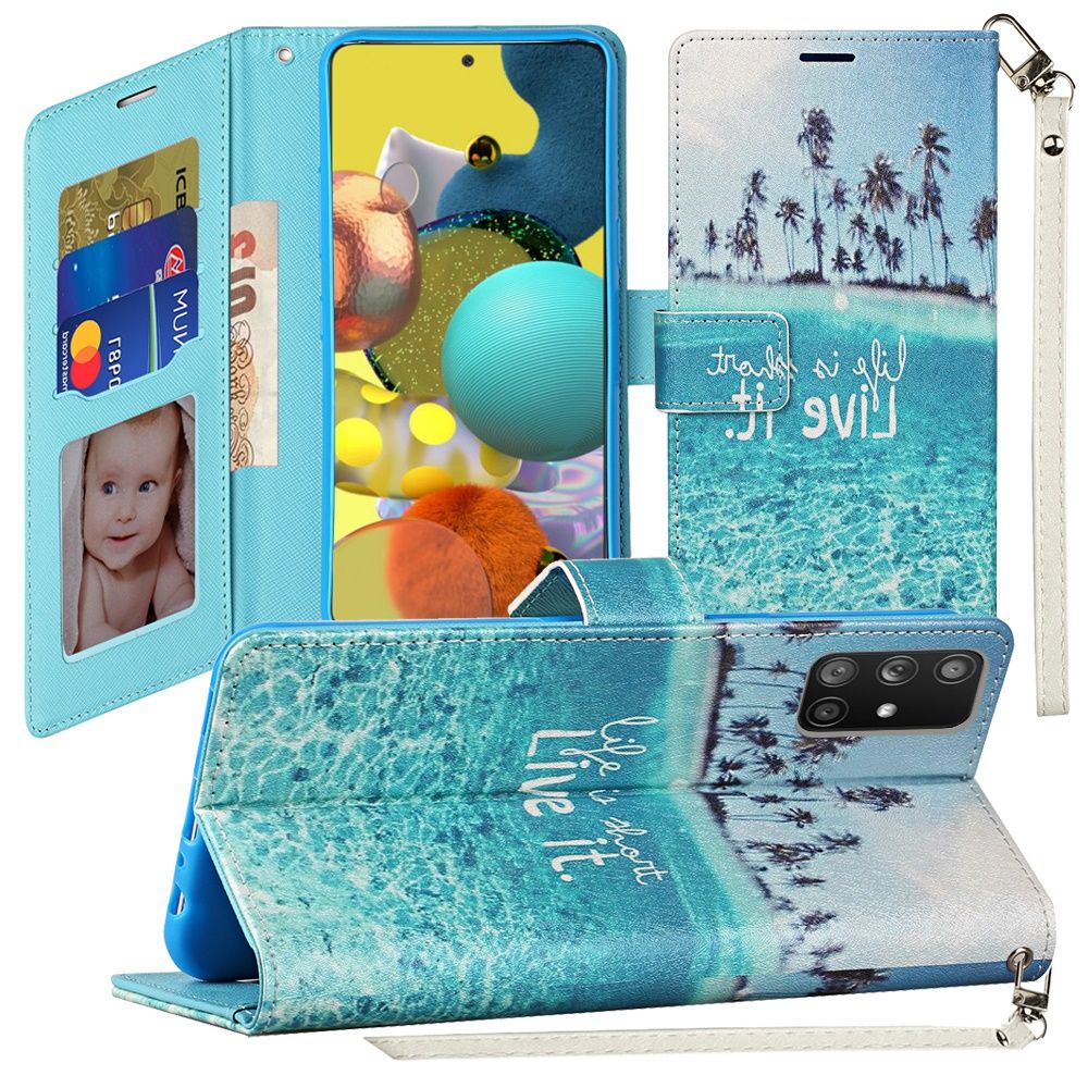 Galaxy A51 5G Vegan Design Wallet ID Card Case Cover - Live Life (10992)