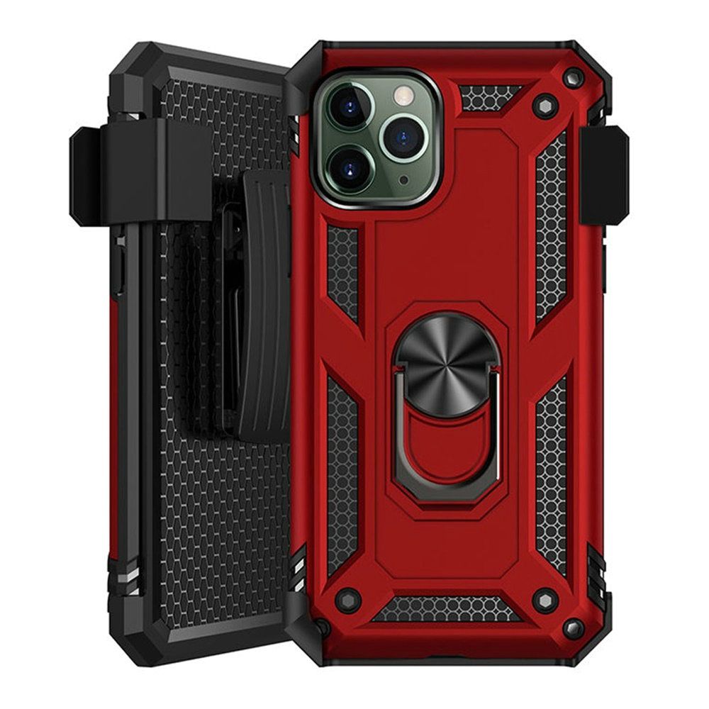 Apple iPhone 11 Pro MAX 6.5 Holster Magnetic Ringstand Clip Cover Case - Red (10959)