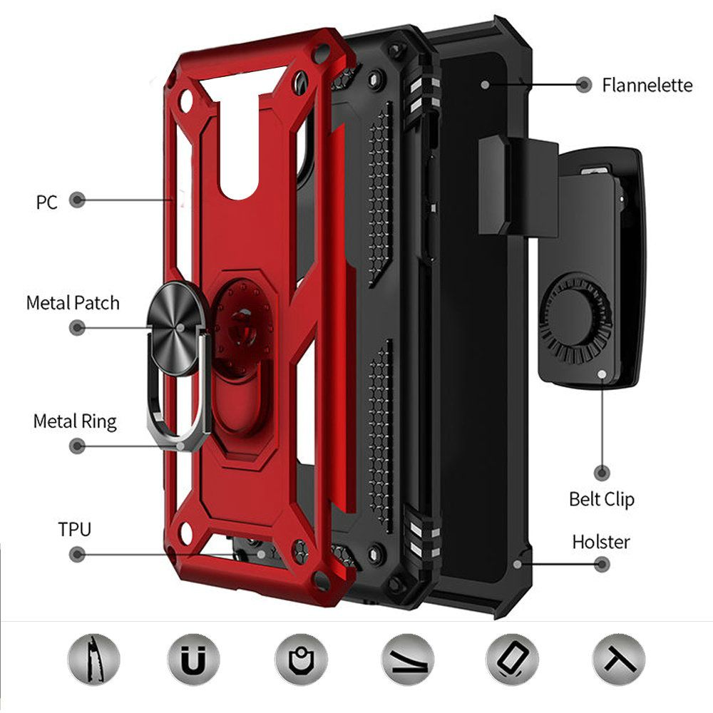 LG Escape Plus, Tribute Magnetic 360 degree Ring Stand Combo Clip Holster - Red (9551)