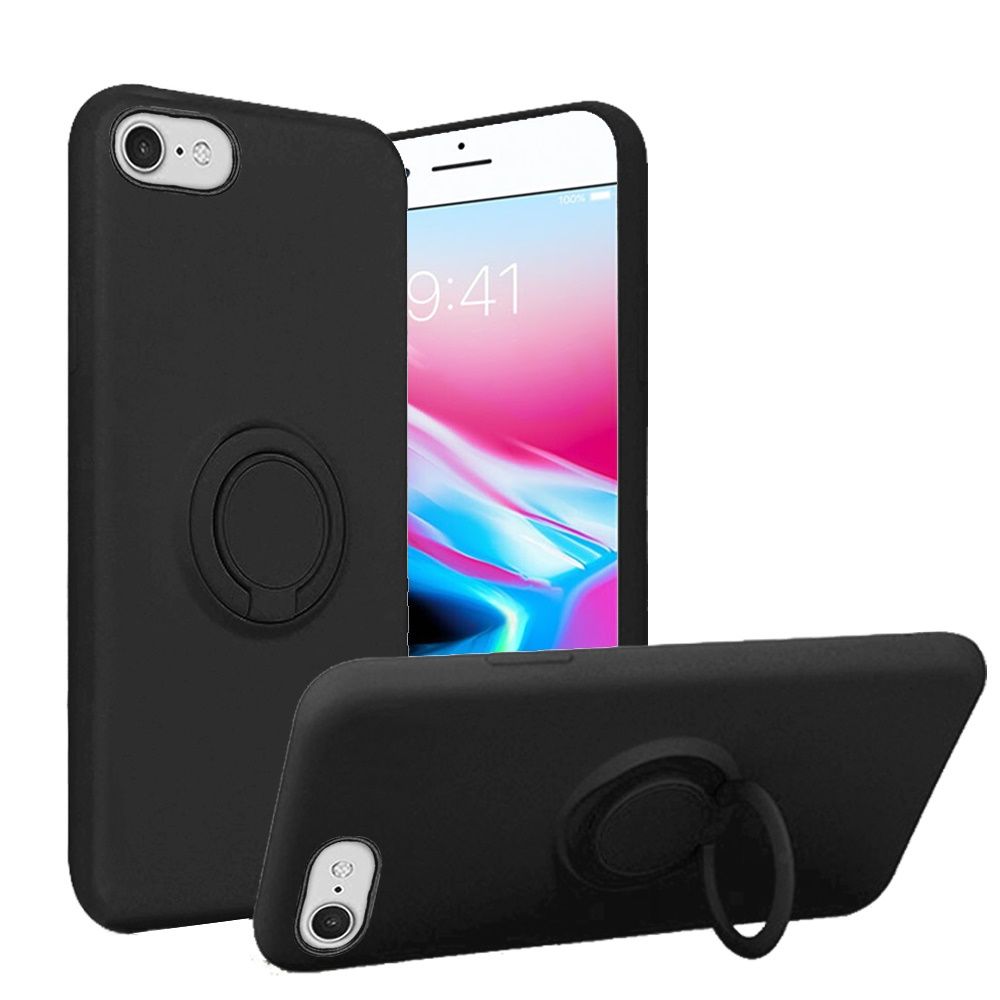 Apple iPhone SE2 (2020) 8/7 Magnetic Ring Holder Stand TPU Case Cover - Black (10967)