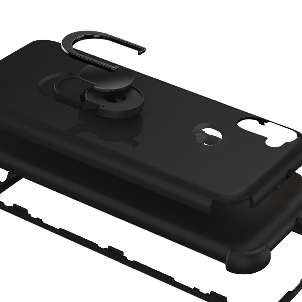 Samsung Galaxy A11 King Ring Magnetic Kickstand Case Cover - Black/Black (110075)