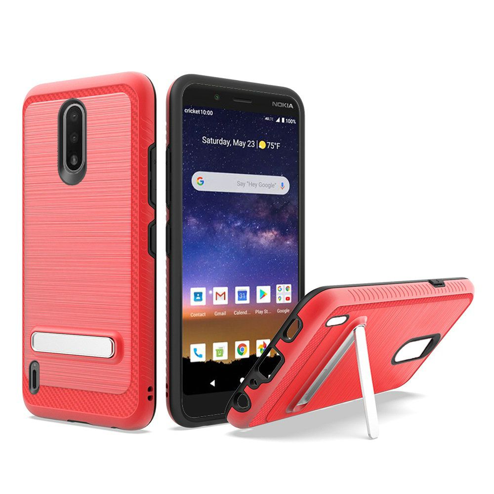 Nokia C2 Tava Slick Magnetic Kickstand Hybrid Case Cover - Red (10361)