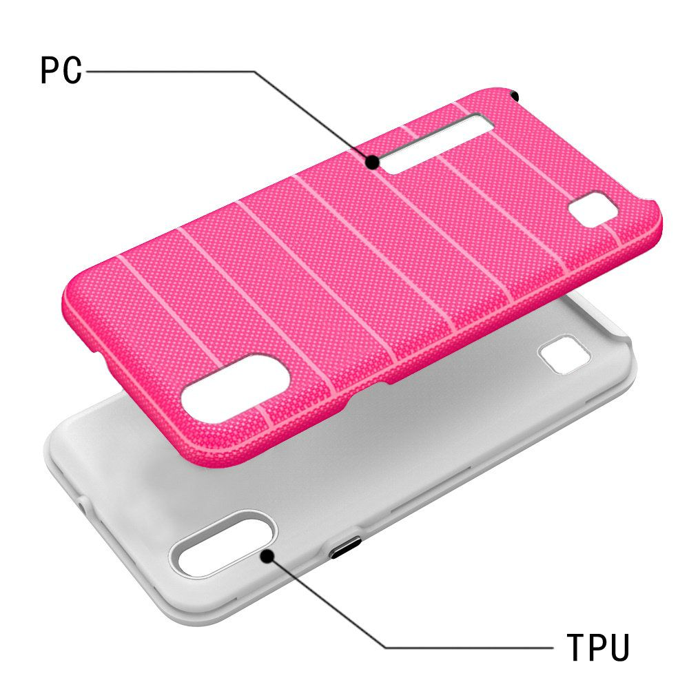 Samsung A01 Stripes Design PC TPU Shock Proof Hybrid - Hot Pink (9758)
