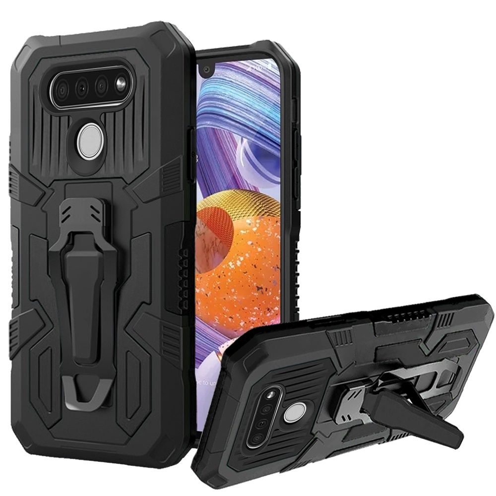 LG Stylo 6 Travel Kickstand Clip Hybrid Case Cover - Black (10970)