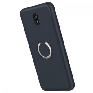 LG Escape Plus - Zizo Revolve Case w/ Built-In Ring Holder Kickstand & Magnetic Mount - Charcoal Blue (119)