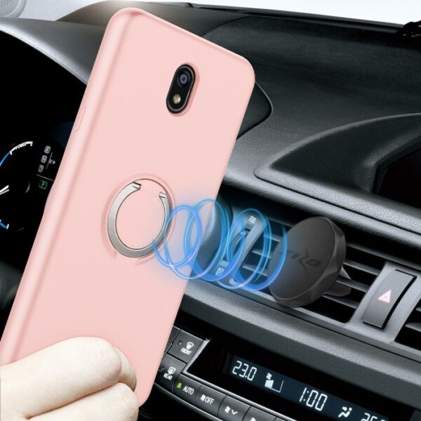 LG Escape Plus - Zizo Revolve Case w/ Built-In Ring Holder Kickstand & Magnetic Mount -Rose Quartz (117)