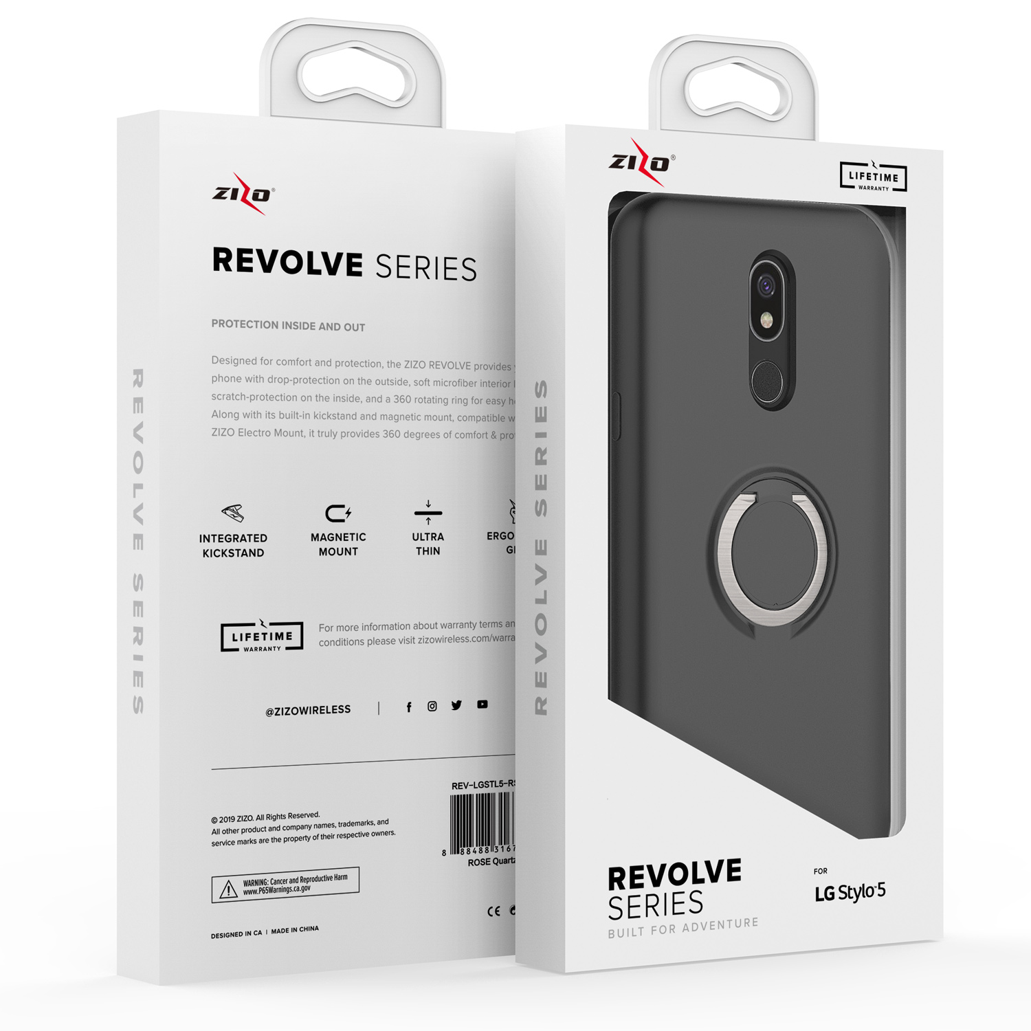 LG Stylo 5 ZIZO REVOLVE Series Case (Magnetic Black)- (10034)