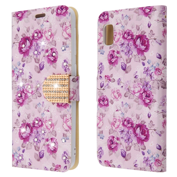 SAMSUNG Galaxy A10E - Mybat Fresh Purple Flowers MyJacket Wallet Diamond Series (9726)