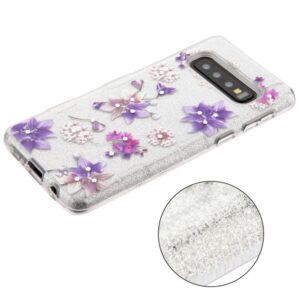 Samsung Galaxy S10 MyBat Full Glitter TUFF Hybrid Protector Cover w/ Package - Purple Stargazers Dia(510)