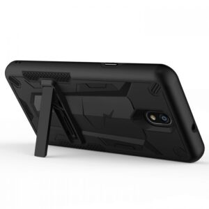 LG Escape Plus - Zizo Transform Case w/ UV Coated PC TPU Layers & Built-In Kickstand - Black (116)