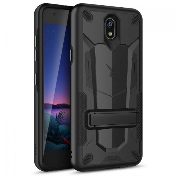 LG Escape Plus - Zizo Transform Case w/ UV Coated PC TPU Layers & Built-In Kickstand - Black (116)