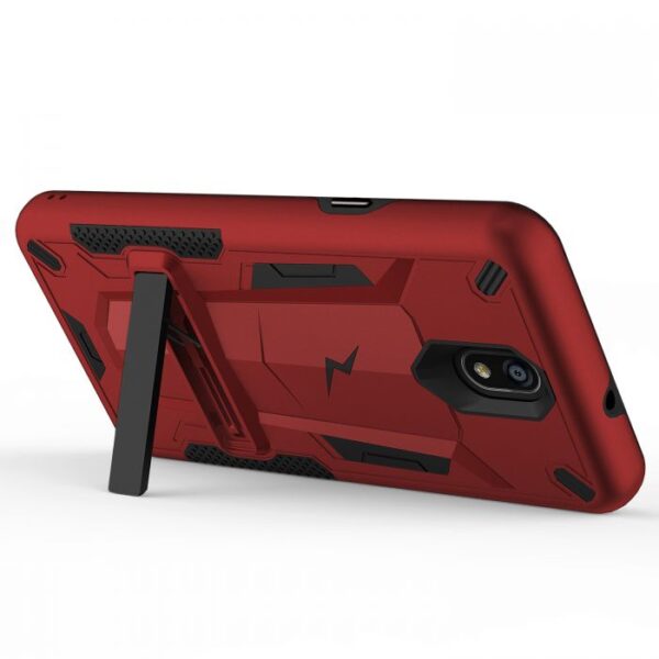LG Escape Plus - Zizo Transform Case w/ UV Coated PC TPU Layers & Built-In Kickstand - Red / Black(115)