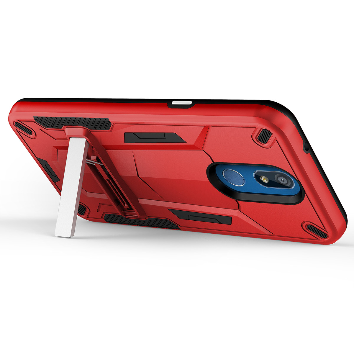 LG K40 / LG Harmony 3 Case - Transm Series by Zizo with Kickstand and UV Coated PC/TPU Layers - Red (4518)