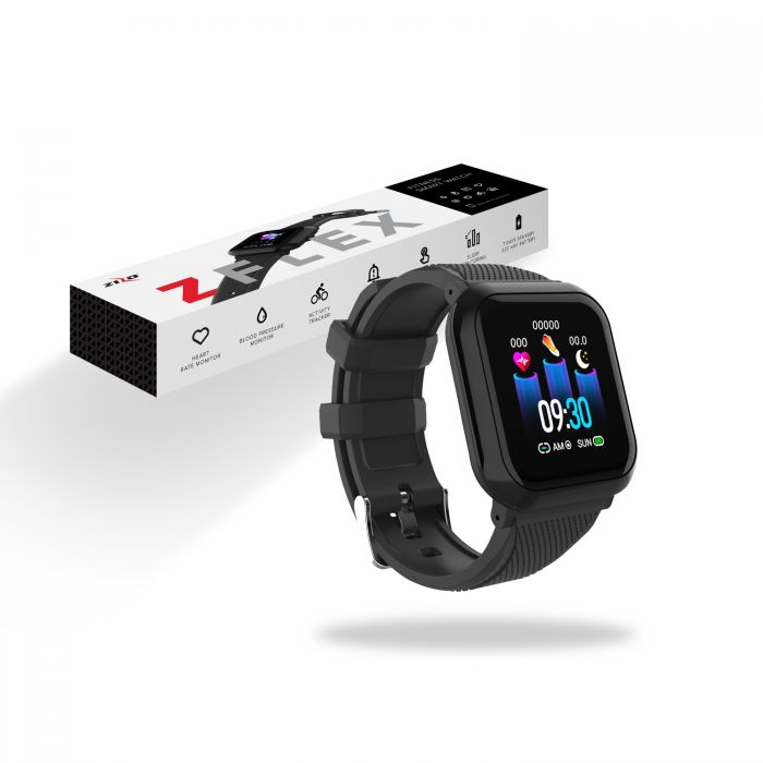 Zizo ZFLEX Fitness Smartwatch - Fitness Tracker w/ Heart Rate Monitor & Blood Pressure Test - Black (4525)