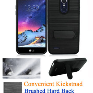 LG Harmony 2 BRUSHED METAL CASE W/ HORIZONTAL KICKSTAND & CARD SLOT-BLACK (1676)