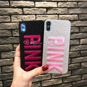 IPHONE XS MAX Victoria Secret Pink Bling Glitter Soft Case- Black (502)