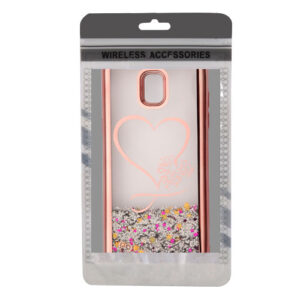 Galaxy J3 Glitter Hybrid Protector Cover - Rose Gold Electroplating/Butterflies (459)