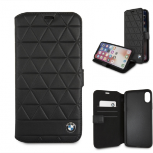 iPhone XR BMW Genuine Leather BookType Hard Case Hexagon(116)