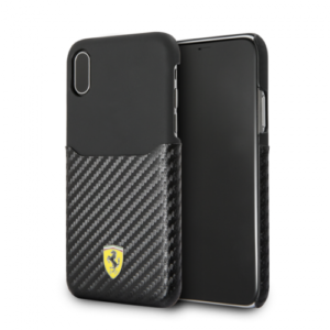iPhone X & iPhone XS Ferrari PU leather with PU Carbon Fiber Card Slot(129)