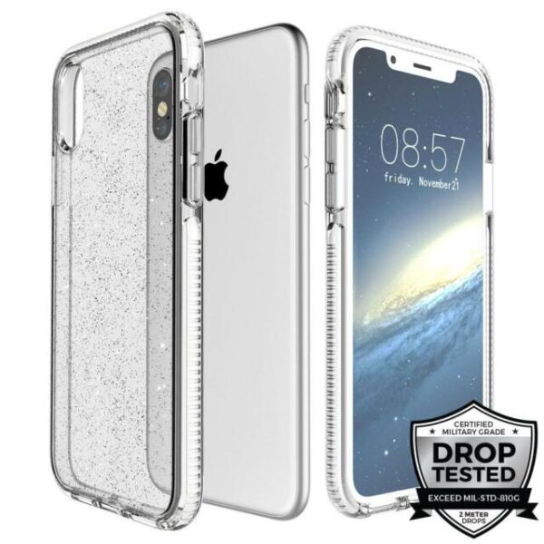 iPhone X/XS Prodigee Super Star White Case Sparkle Glitter Clear (25)