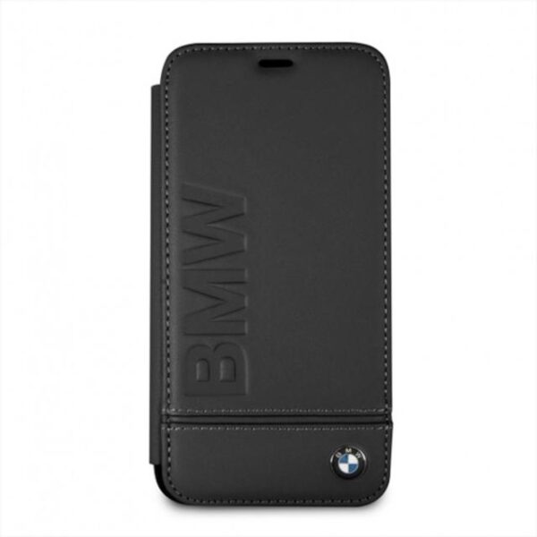 iPhone XR BMW Black Genuine Leather Hard book type Case(117)