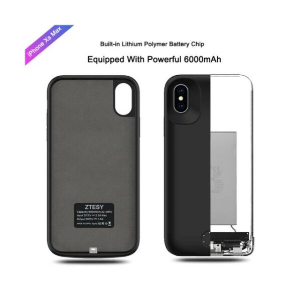 6000mAh POWER BANK CHARGER CASE FOR iPHONE XS MAX (456) - BLACK