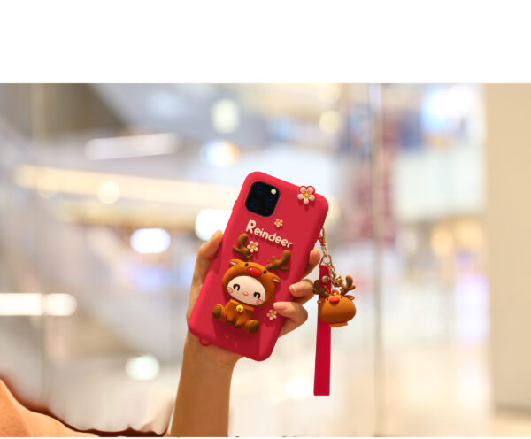 LOFTER Nice Girls Phone Cases A Gift Set Covers Cute 3D Reindeer Flower Silicone TPU Wrist Lanyard Strap For iPhone 11 Pro (4816)