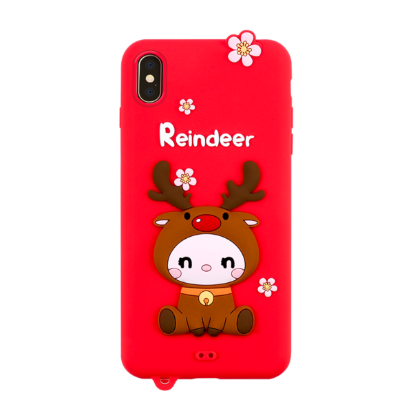 LOFTER Nice Girls Phone Cases A Gift Set Covers Cute 3D Reindeer Flower Silicone TPU Wrist Lanyard Strap For iPhone XS Max (4811)