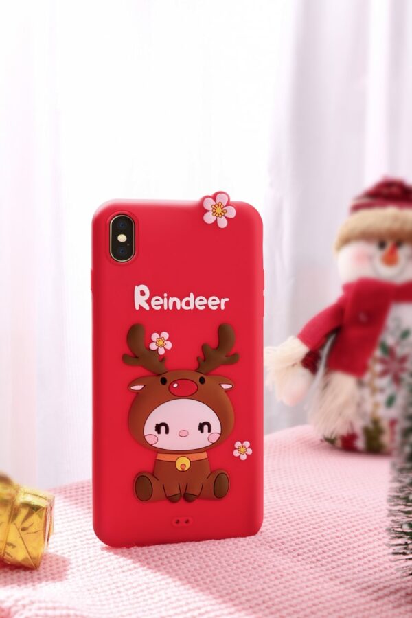 LOFTER Nice Girls Phone Cases A Gift Set Covers Cute 3D Reindeer Flower Silicone TPU Wrist Lanyard Strap For iPhone XS Max (4811)