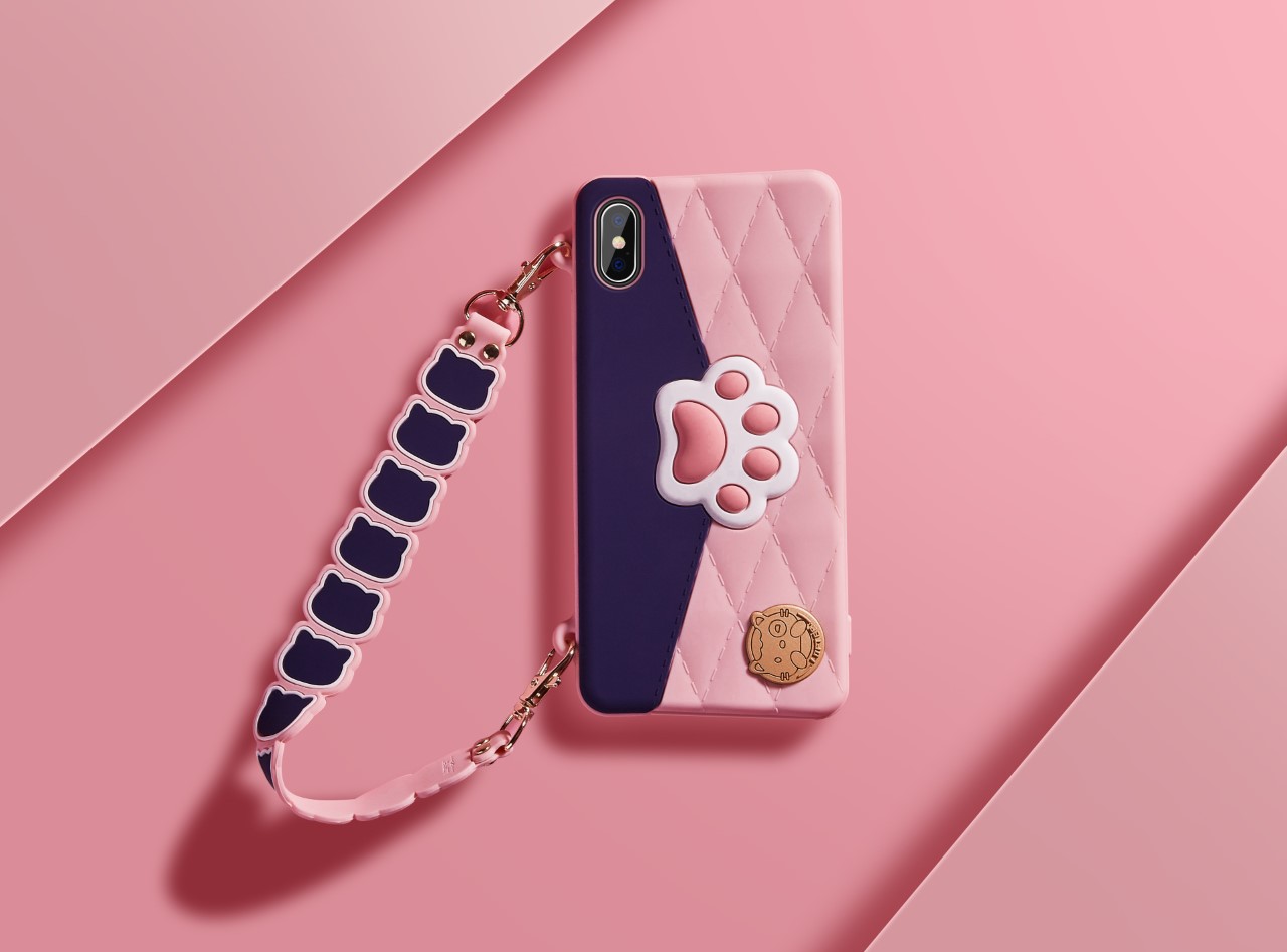 LOFTER CAT PAW CASE WITH SOFT SILICON AND LANYARD FOR iPHONE X/Xs (4841)