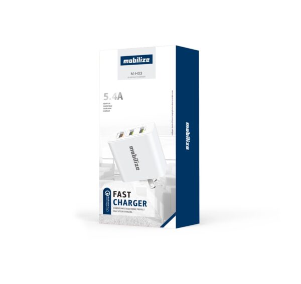 Mobilize 5.4A Fast Charging 3.0 USB Wall Charger+Cable , USINFLY 2-Pack 30W 3 Ports (QC3.0X1+2.4AX2) Adapter - Type-C (9472)